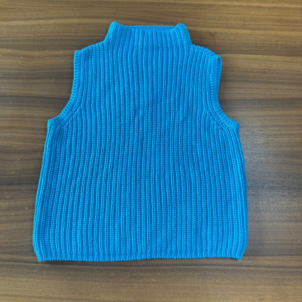 Vintage Chunky Knit Sleeveless Sweater Medium Chelsea Studio 100% Cotton Blue